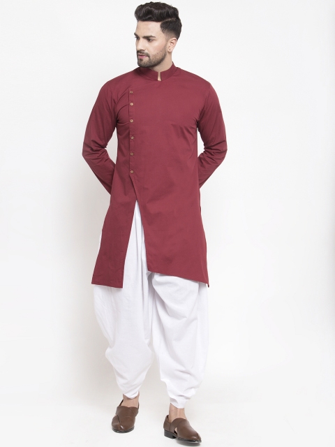 

Zotw Men Maroon Solid Straight Asymmetric Kurta