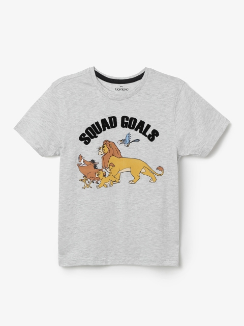 

Fame Forever by Lifestyle Boys Grey Melange Lion King Printed Round Neck T-shirt