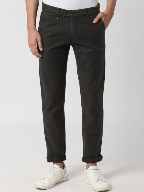 

Peter England Casuals Men Charcoal Grey Slim Fit Solid Regular Trousers