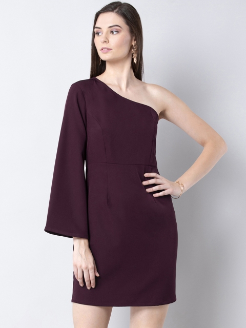 

FabAlley Women Purple Solid Sheath Dress