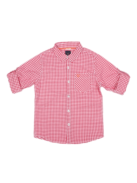 

Allen Solly Junior Boys Pink & White Slim Fit Checked Casual Shirt