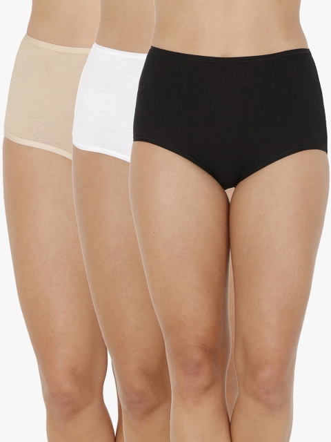 

every de by amante Women Pack of 3 Solid High-Rise Full Briefs EK231, Navy blue