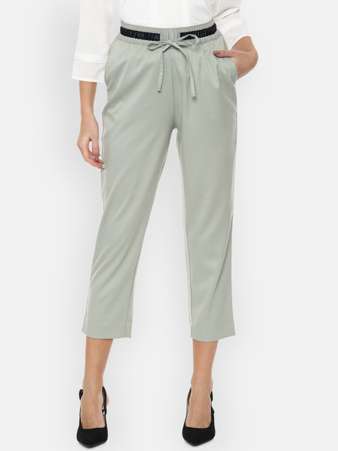 

Van Heusen Woman Green Regular Fit Solid Cigarette Trousers
