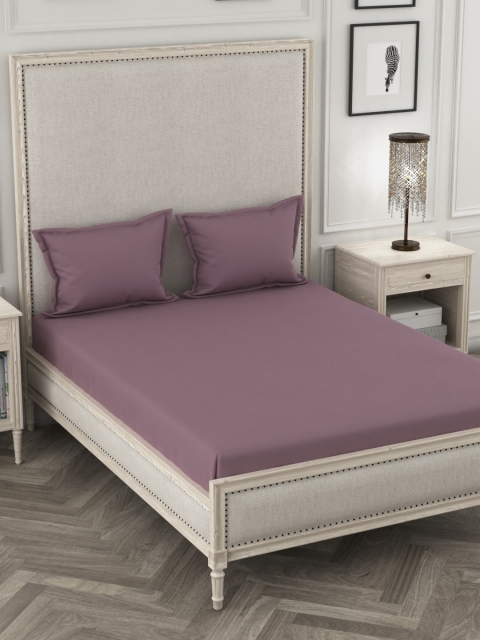 

Dreamscape Purple Solid 300 TC Cotton 1 Queen Bedsheet with 2 Pillow Covers