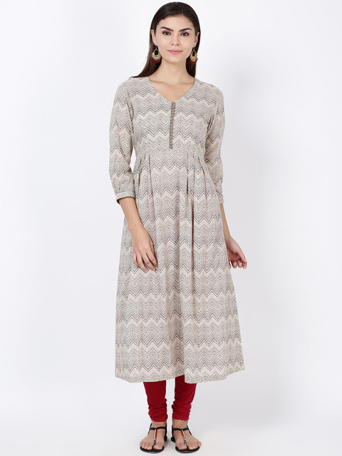 

Soch Women Grey Printed Flared A-Line Kurta