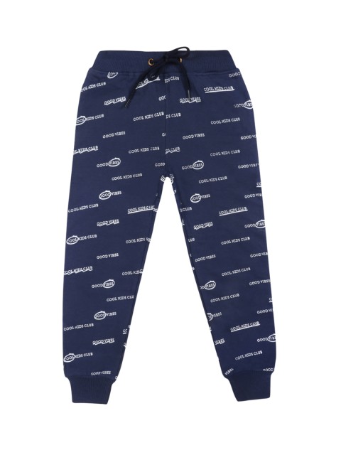 

Lil Tomatoes Boys Navy Blue & White Printed Joggers