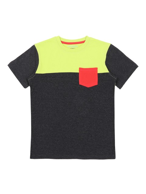 

Pantaloons Junior Boys Black Colourblocked Round Neck T-shirt