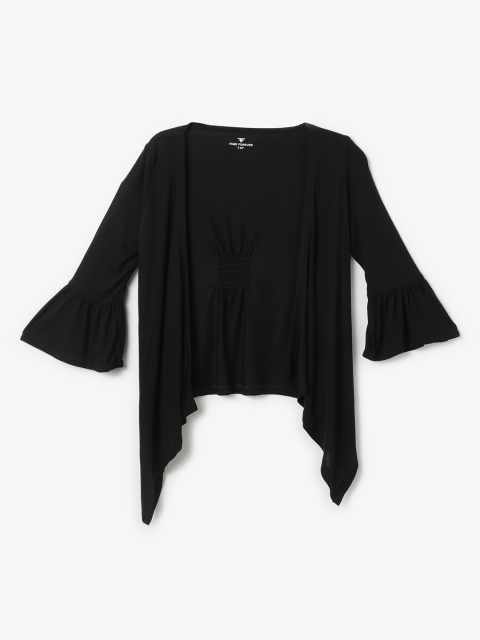 

Fame Forever by Lifestyle Girls Black Solid Open Front Shrug