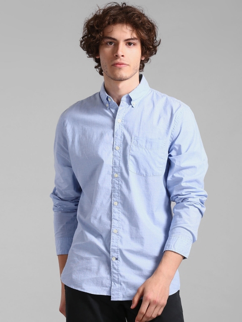 

GAP Men Blue Slim Fit Solid True Wash Poplin Shirt With Stretch