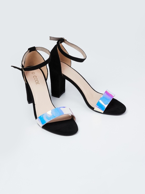 

CODE by Lifestyle Women Silver-Toned & Blue Solid Block Heels