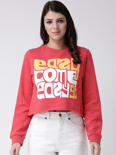 

Leo Sansini Women Coral Pink & White Printed Sweatshirt
