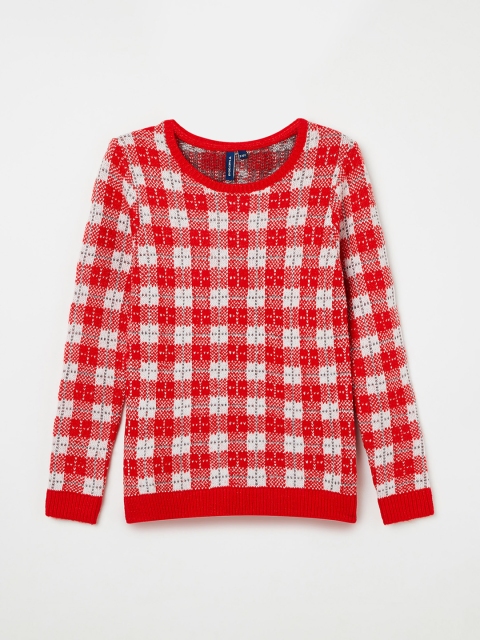 

Fame Forever by Lifestyle Girls Red & White Checked Pullover Sweater