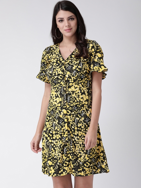 

Leo Sansini Women Yellow Floral Printed Fit and Flare Dress