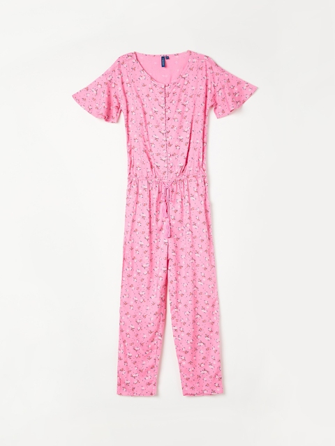 

Fame Forever by Lifestyle Girls Pink Floral Printed Basic Jumpsuit