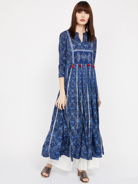 

Melange by Lifestyle Women Blue Printed A-Line Kurta