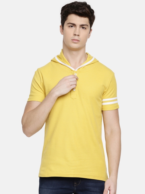 

BLISTON Men Yellow Striped Hood T-shirt