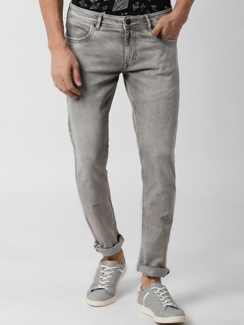 

Peter England Casuals Men Grey Slim Fit Mid-Rise Clean Look Stretchable Jeans