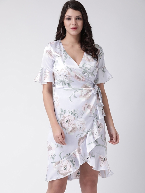 

Leo Sansini Women White Floral Printed Wrap Dress