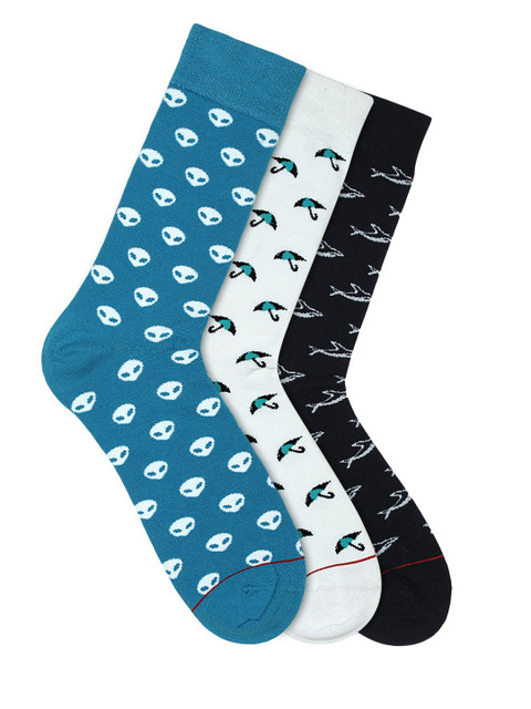 

Soxytoes Pack of 3 Patterned Calf-Length Socks, Blue