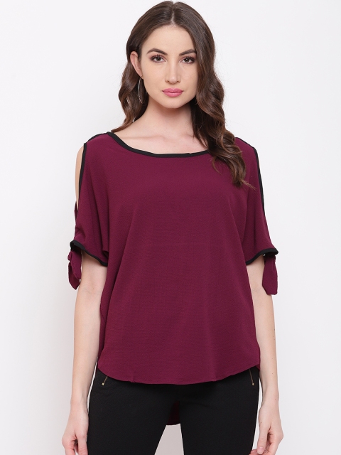 

Mayra Women Burgundy Solid High-Low Top