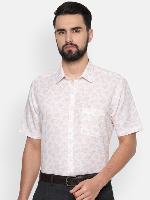 

Van Heusen Men White & Beige Regular Fit Printed Formal Shirt