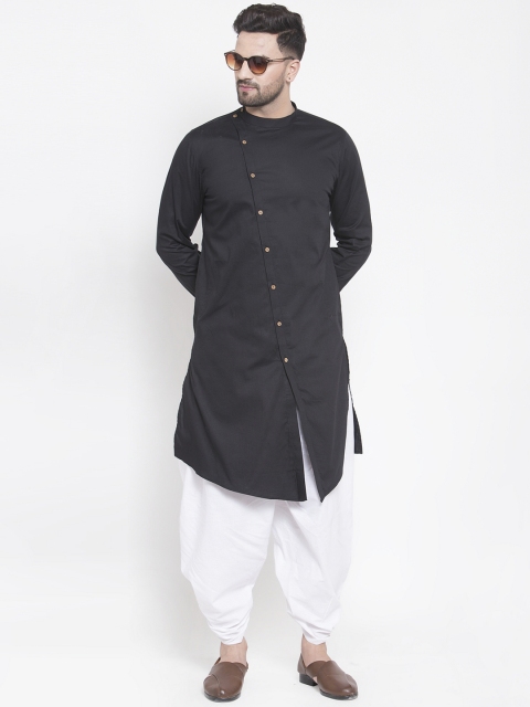 

Zotw Men Black Solid Asymmetric Straight Kurta