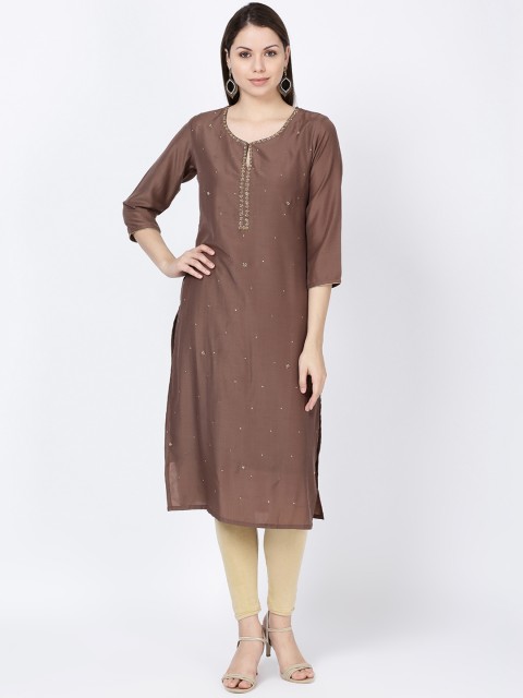 

Soch Women Brown Embellished Straight Kurta