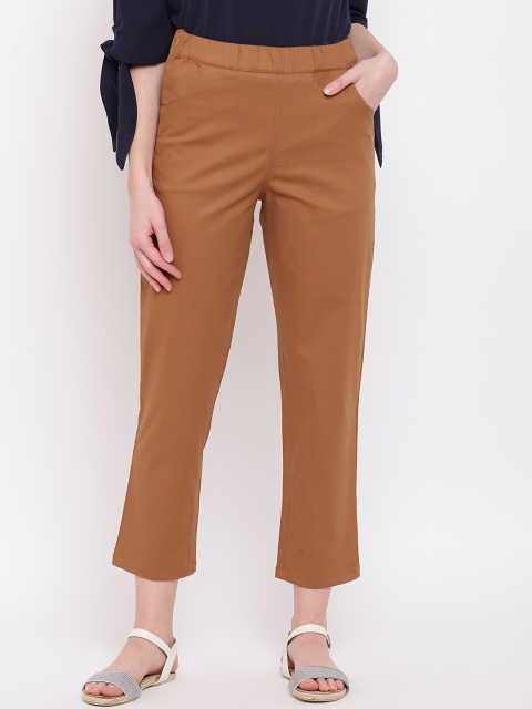 

Mayra Women Brown Straight Fit Solid Cigarette Trousers
