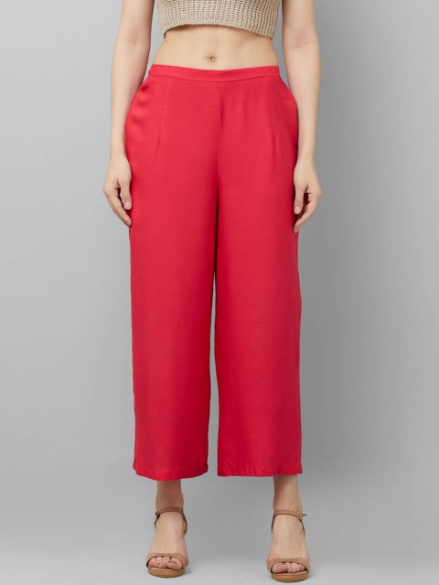 

Indo Era Women Pink Solid Straight Palazzos