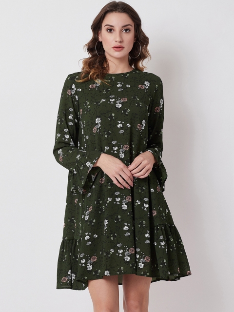 

Nun Women Green & Off-White Printed A-Line Dress