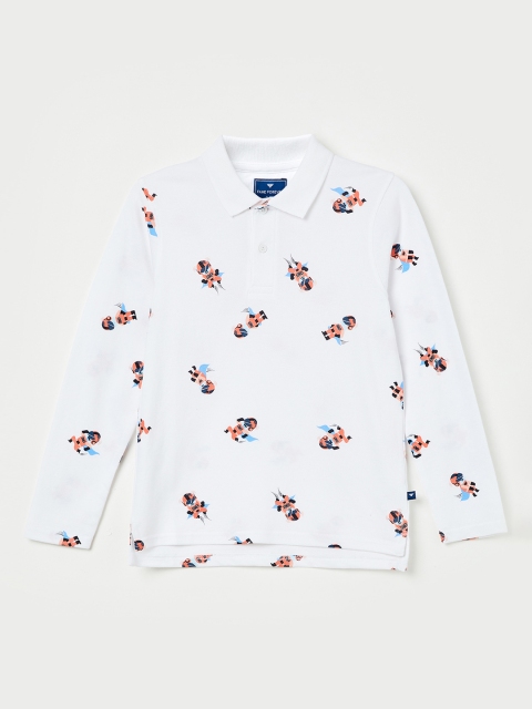 

Fame Forever by Lifestyle Boys White Printed Polo Collar T-shirt