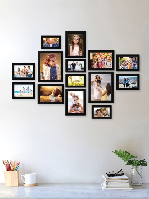 

RANDOM Set of 14 Black Solid Synthetic Collage Photo Frames