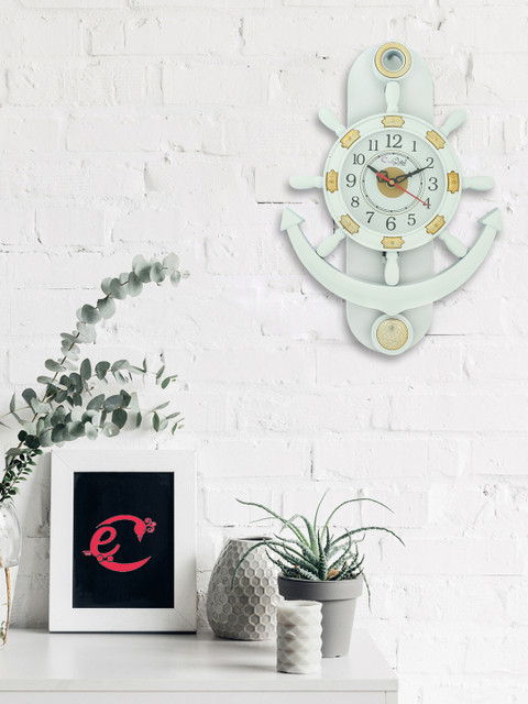 

eCraftIndia White Quirky 38.1 cm x 25.4 cm Solid Analogue Wall Clock