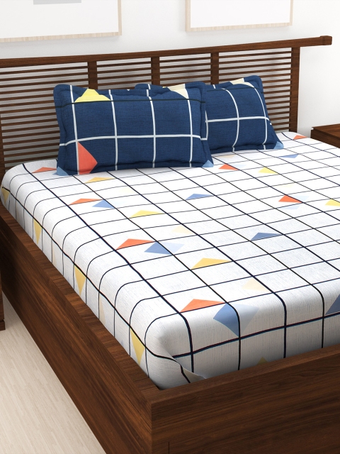 

Story@home Blue & White Solid 240 TC 1 Double Bedsheet with 2 Pillow Covers