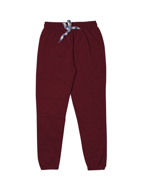 

TINY HUG Boys Maroon Solid Slim Fit Joggers