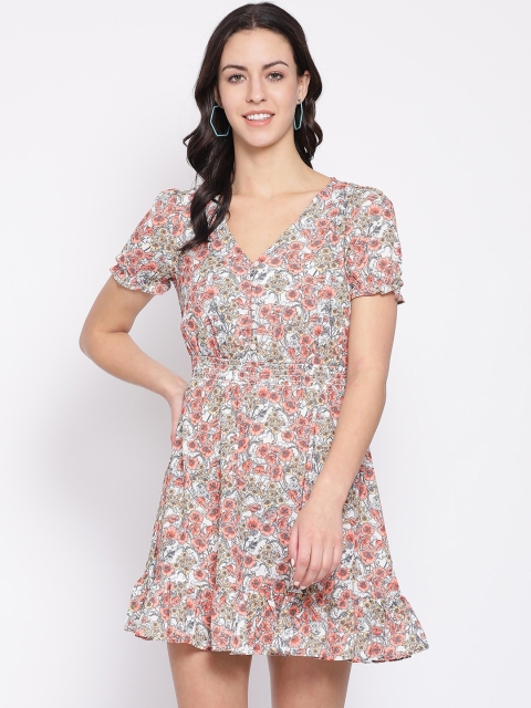 

Oxolloxo Women Red Floral Printed Blouson Dress