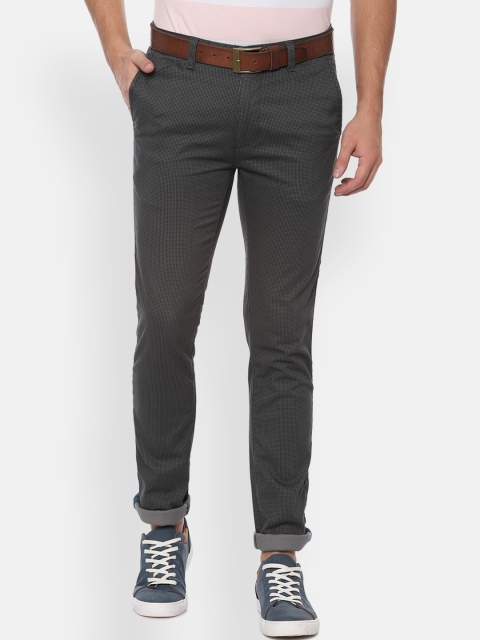 

V Dot Men Grey Slim Fit Self Design Chinos