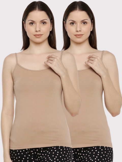 

Slumber Jill Women Pack of 2 Nude-Coloured Solid Camisoles
