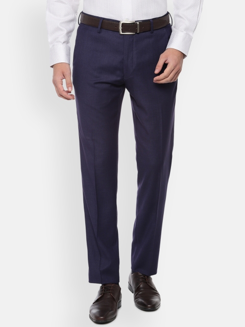 

Van Heusen Men Navy Blue Slim Fit Solid Formal Trousers