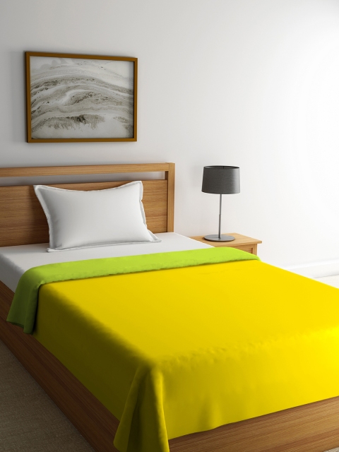 

STELLAR HOME Green & Yellow Solid AC Room 300 GSM Single Bed Comforter
