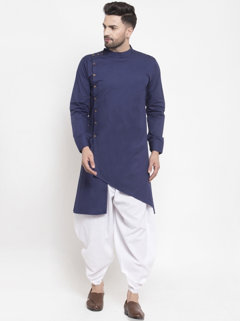 

Zotw Men Blue Solid Straight Asymmetric Kurta