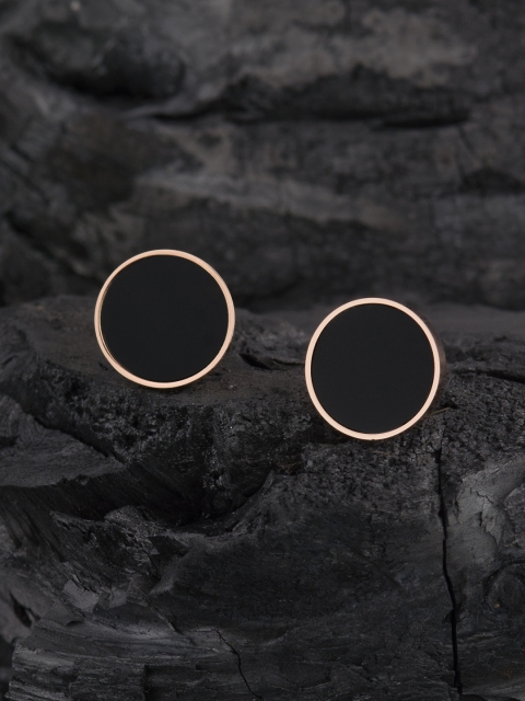 

E2O Black & Rose Gold-Plated Circular Studs