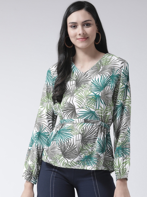 

Leo Sansini Women White Printed Cinched Waist Top