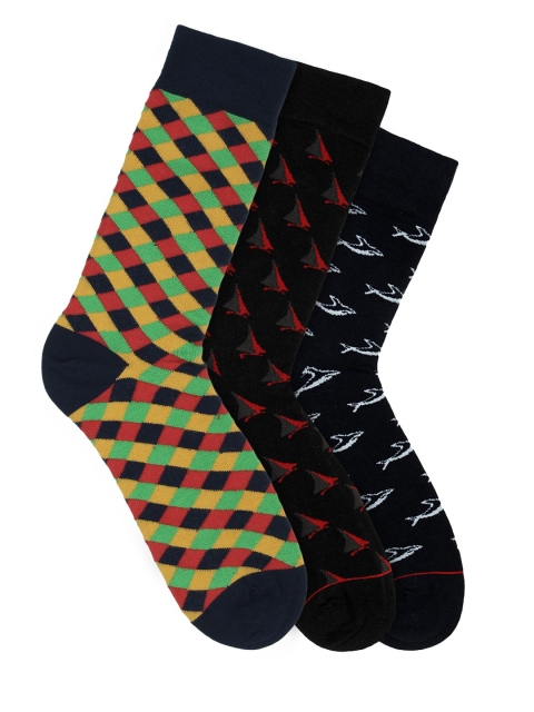 

Soxytoes Sockaholic Men Pack of 3 Multi-Coloured Patterned Calf-Length Socks