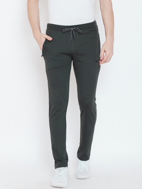 

Okane Men Olive Checked Slim-fit Mid-Rise Track Pants