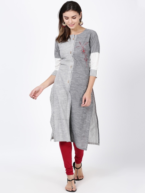 

Soch Women Blue & White Printed Kurta, Grey