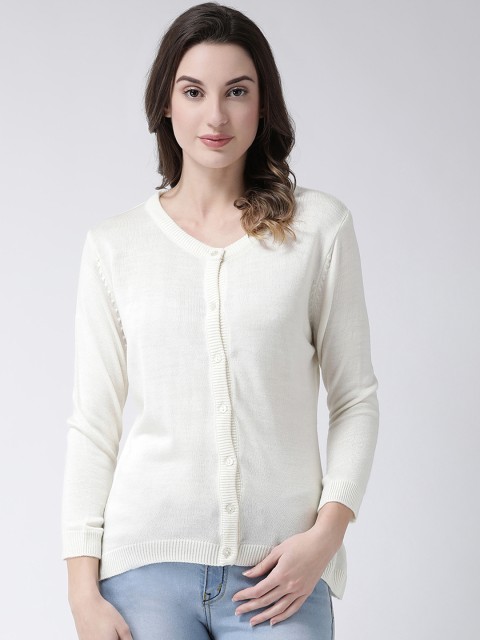 

Club York Women White Solid Cardigan Sweater