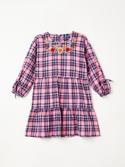 

Fame Forever by Lifestyle Girls Pink & Black Checked Fit and Flare Dress