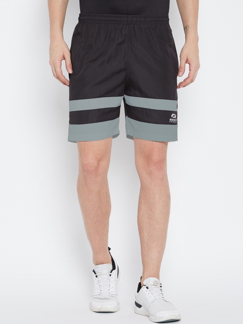 

Masch Sports Men Black & Grey Colourblocked Regular Fit Sports Shorts