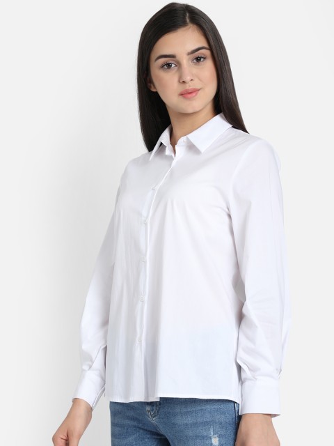 

COVER STORY Women White Regular Fit Solid Casual Shirt